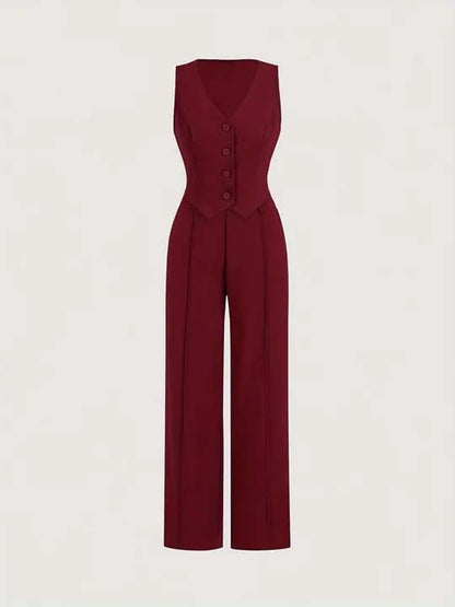 Maroon Solid Vest Top with Trousers