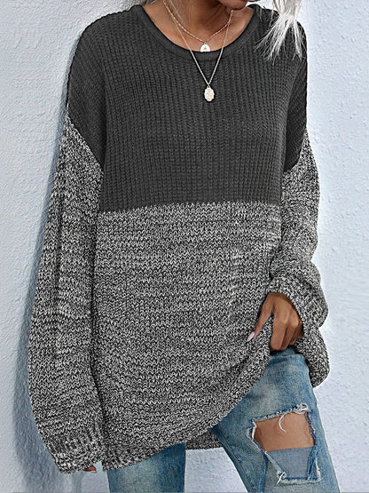 Women's Grey Colourblocked Pullover Blend Printed