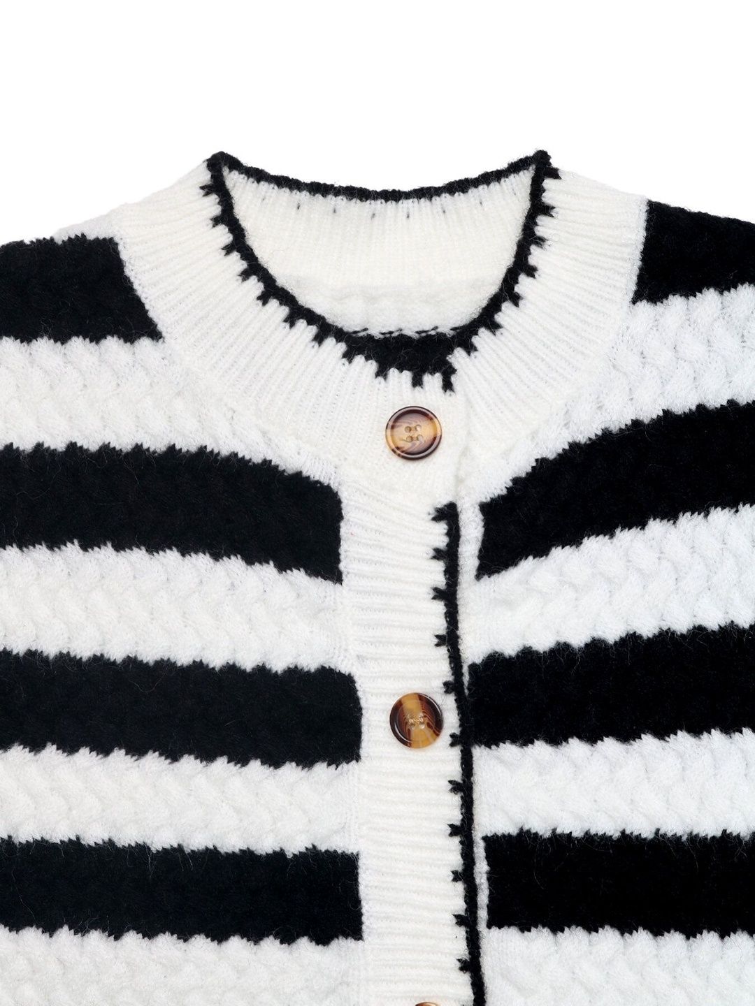 Women's White Striped Cardigan Blend