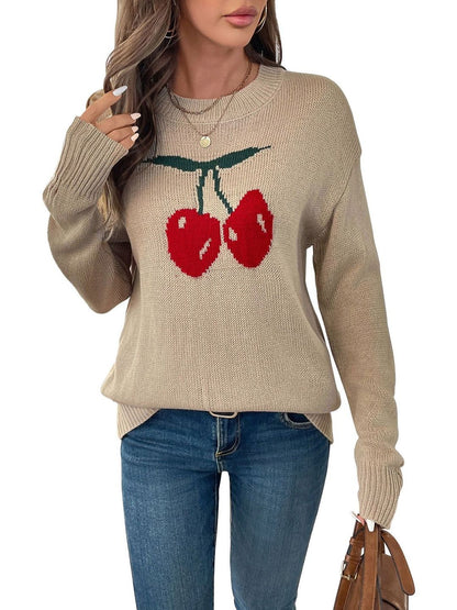 Women's Beige Printed Pullover