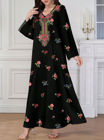 Floral Print Kaftan Maxi Dress