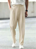 Men Straight Fit Wrinkle Free Pleated Trousers