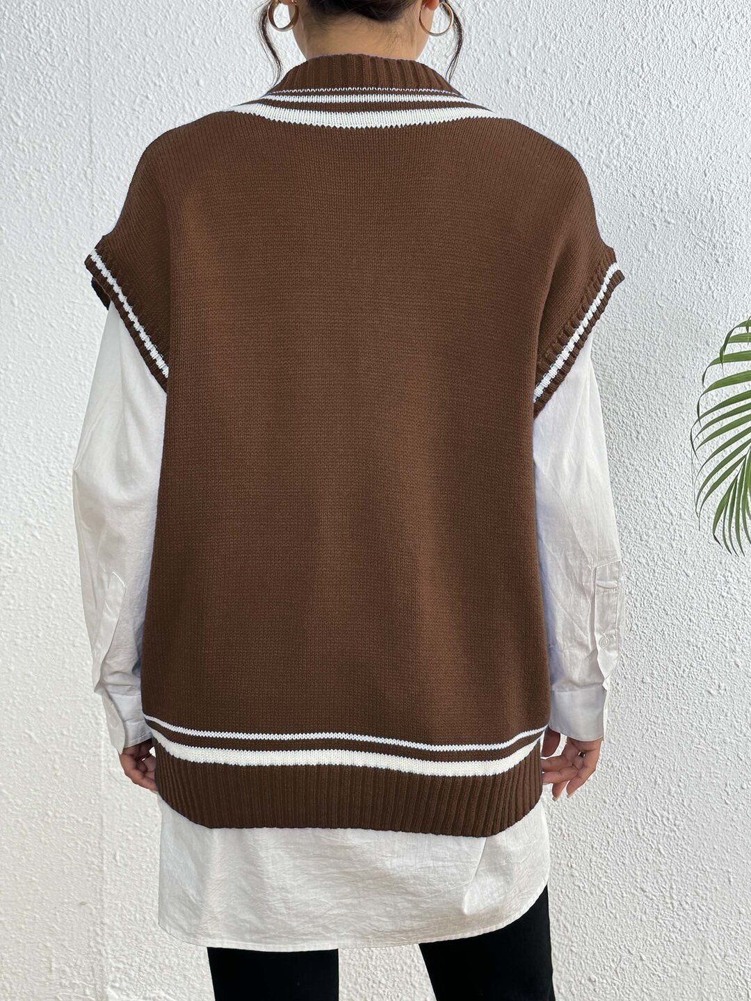 Women Striped Sweater Vest