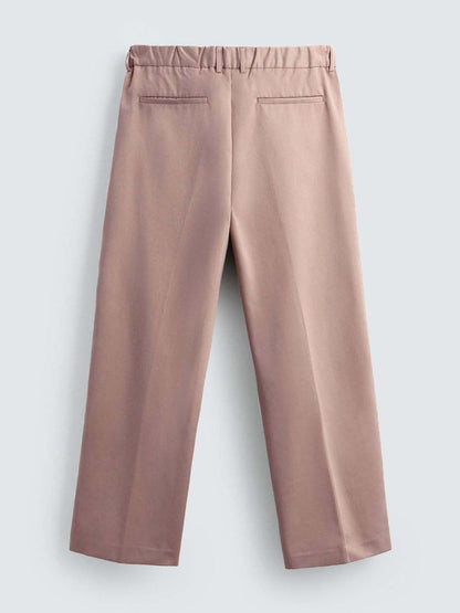 Men Pleated Trousers in pink, relaxed fit, solid color, perfect for casual and comfortable wear, featuring a Korean pants style.