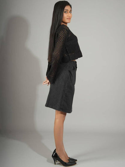 NOWI Women Woollen Crop Pullover