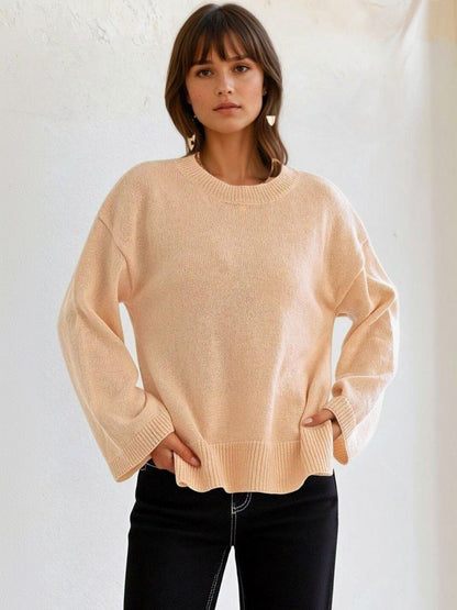 Pullover in Pink acrylic Long Sleeve - Nowi Korean Fashion