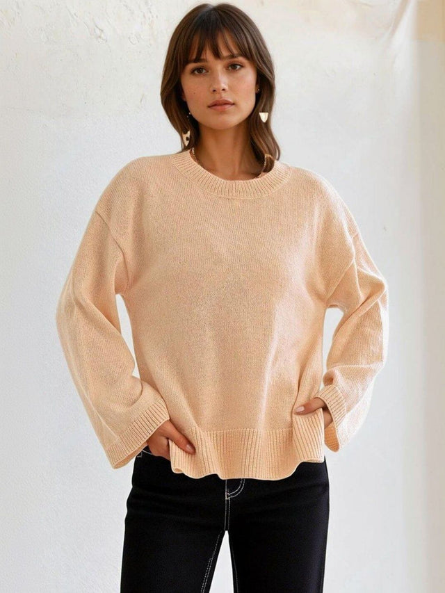 Pullover in Pink acrylic Long Sleeve - Nowi Korean Fashion
