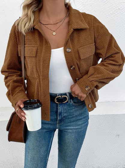 Women Corduroy Open Front Jacket