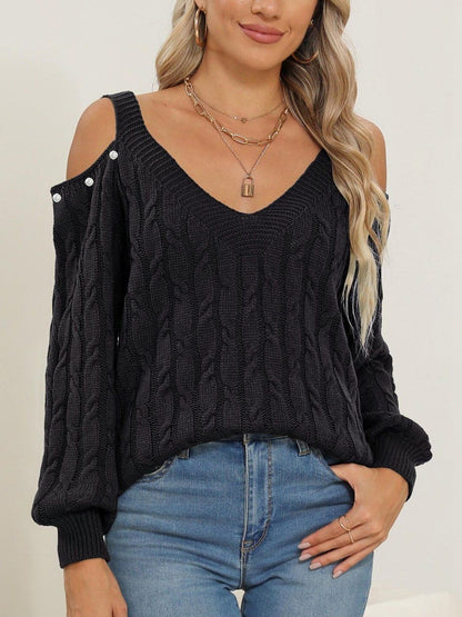 Women Cable Knit Ribbed Pullover