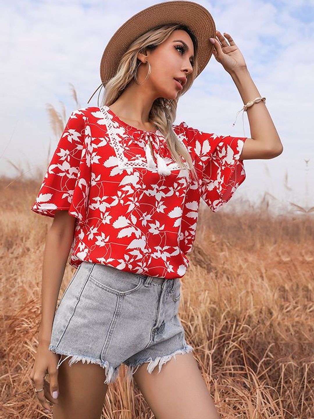 Floral Print Cotton Top