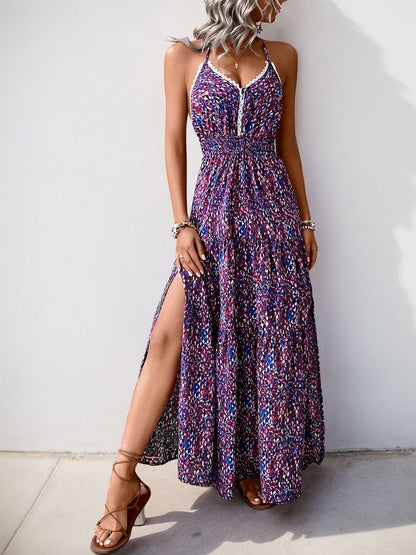 Print Halter Neck Maxi Dress