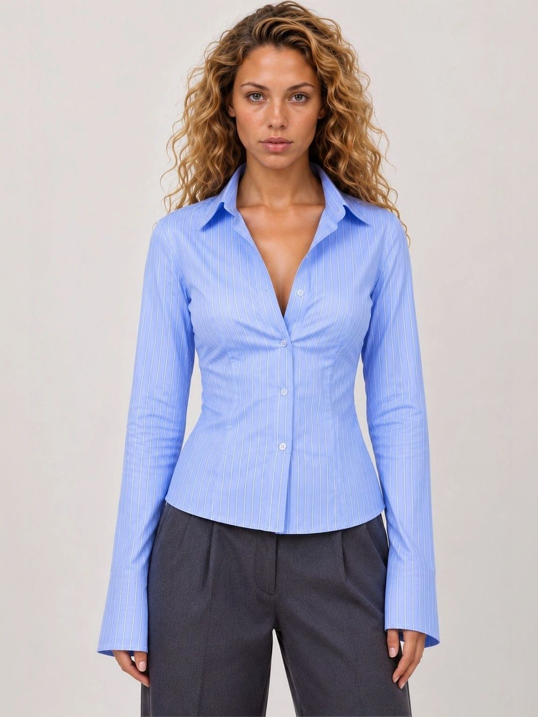 Women Slim Fit Striped Formal Shirt