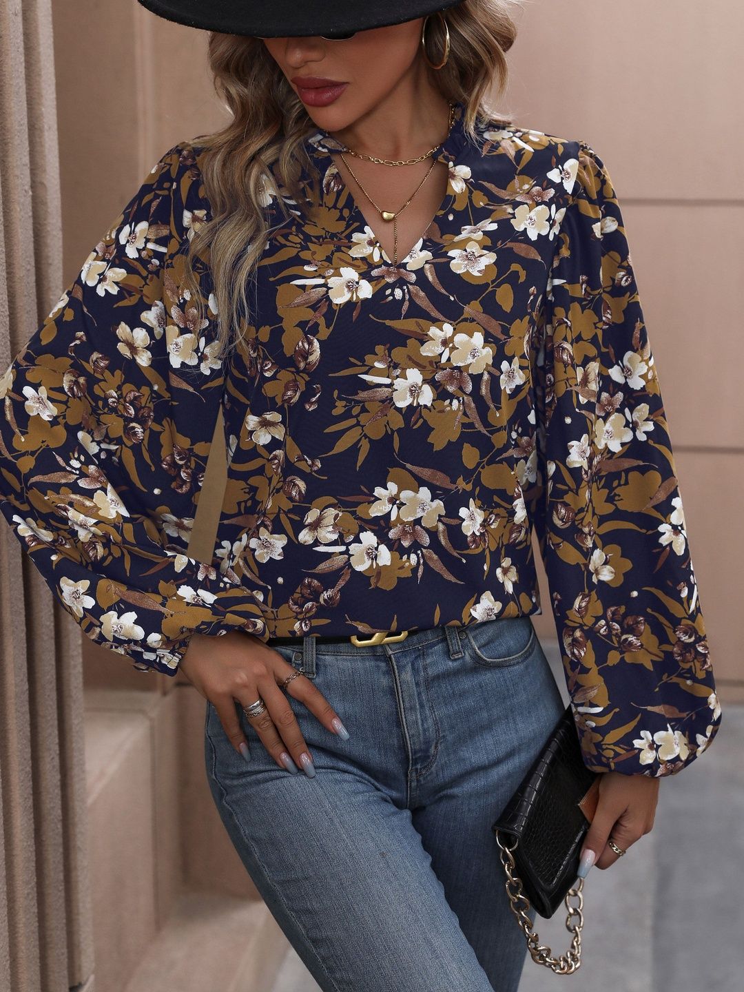 Women's Nowi Floral Print Bishop Sleeves Top