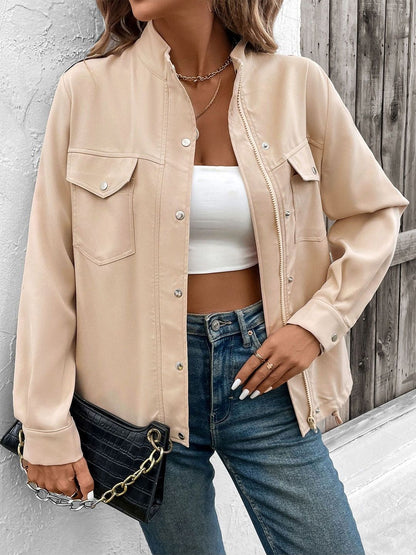 Women's Beige Biker Jacket