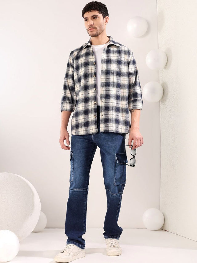 NOWI Men Checked Casual Shirt