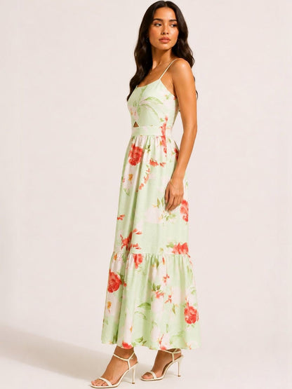 Floral Print Crepe Maxi Dress