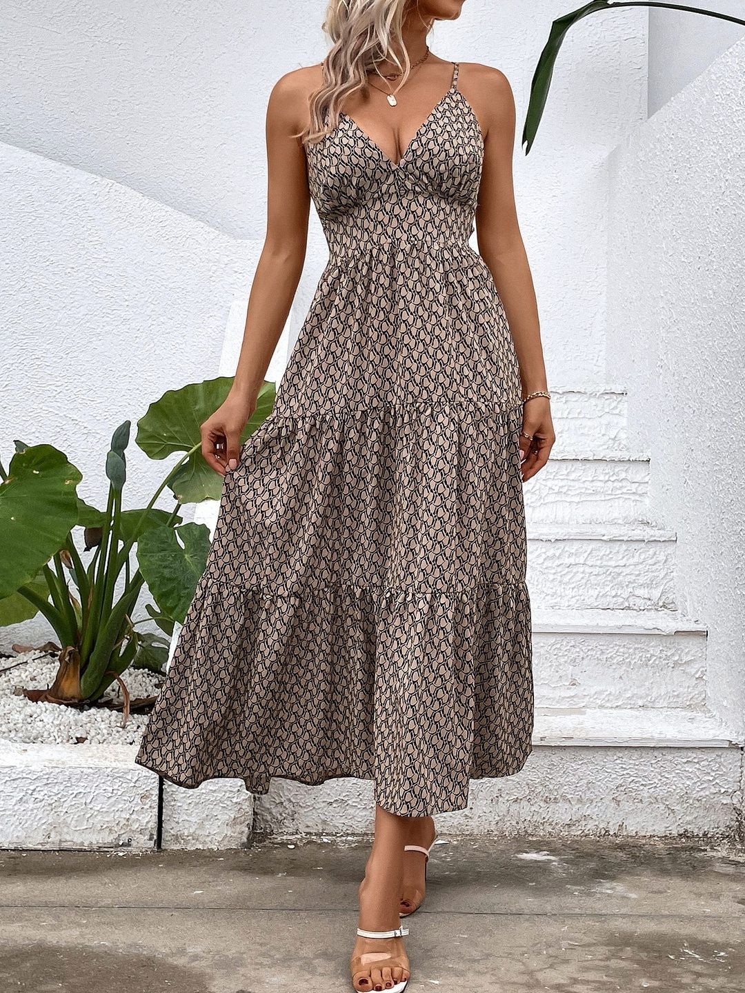 Print A-Line Midi Dress