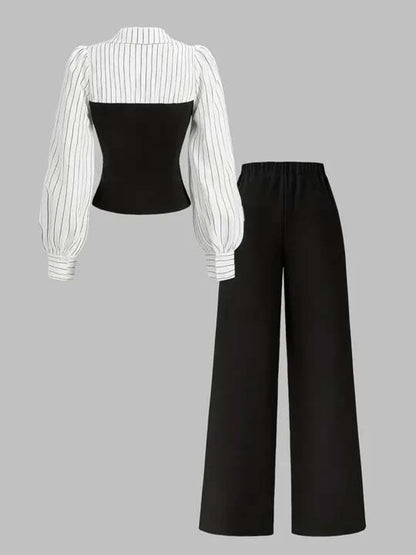 Striped Shirt with Solid Palazzos