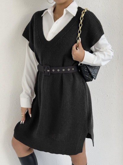 Women Ribbed Longline Sweater Vest