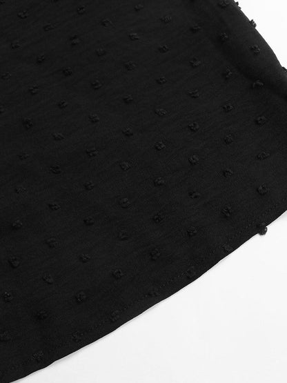 Women's Black Cotton Top Printed Regular Fit