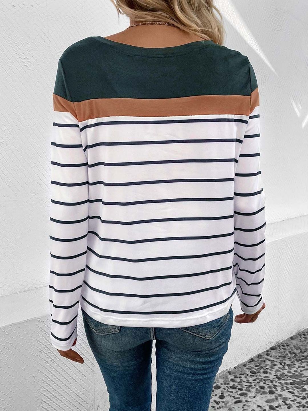 Women's Grey Nowi Women Striped T-Shirt