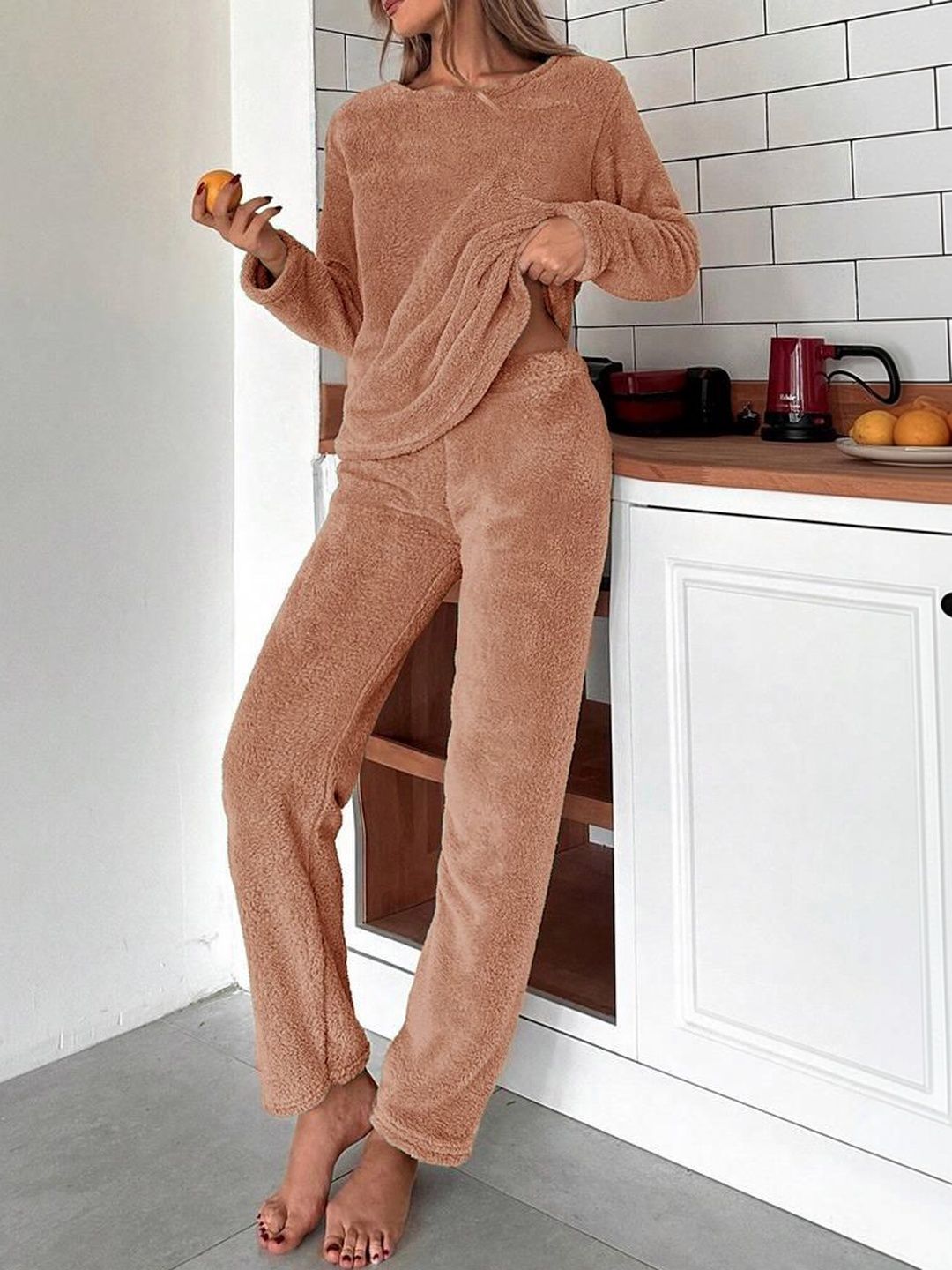 NOWI Round Neck Long Sleeves Night Suit