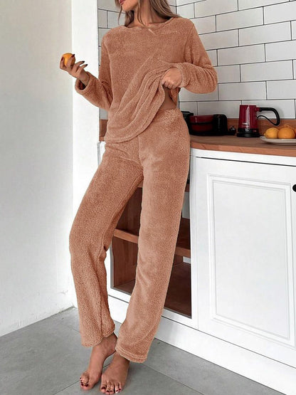 Round Neck Long Sleeves Night Suit