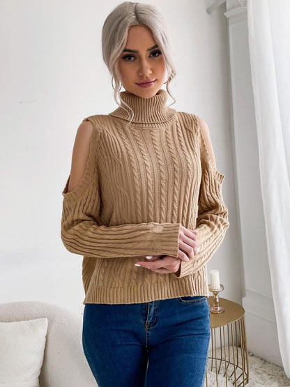 Women's Orange Nowi Women Cable Knit Pullover Printed