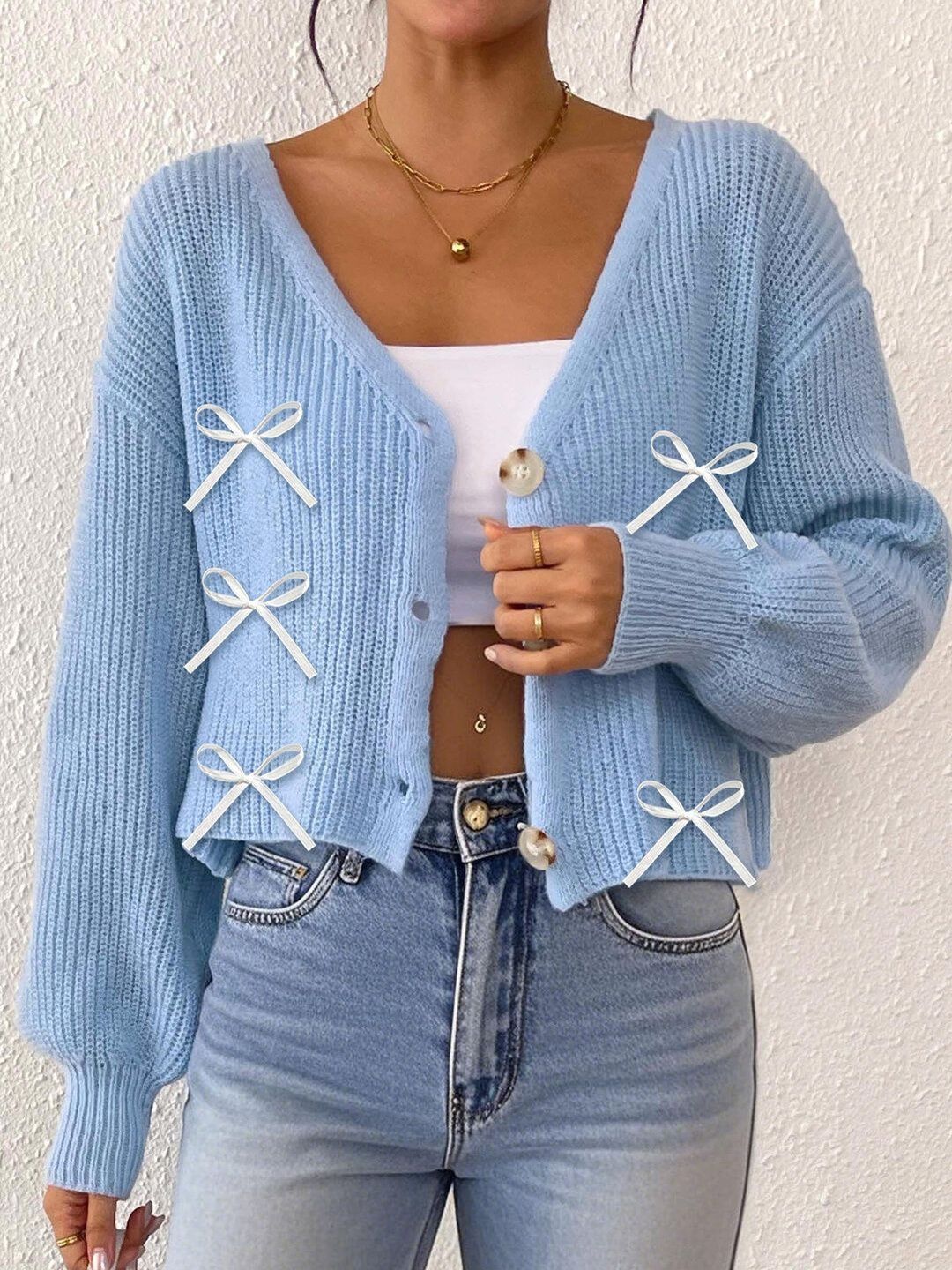 Women Ribbed Crop Cardigan