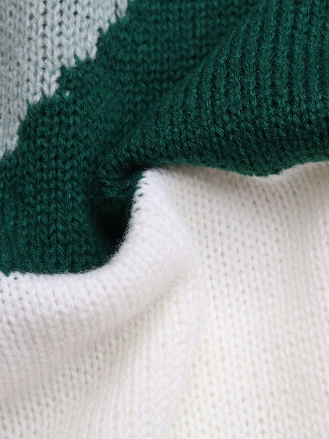 Women's Green Colourblocked Pullover