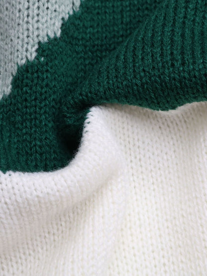 Women's Green Colourblocked Pullover