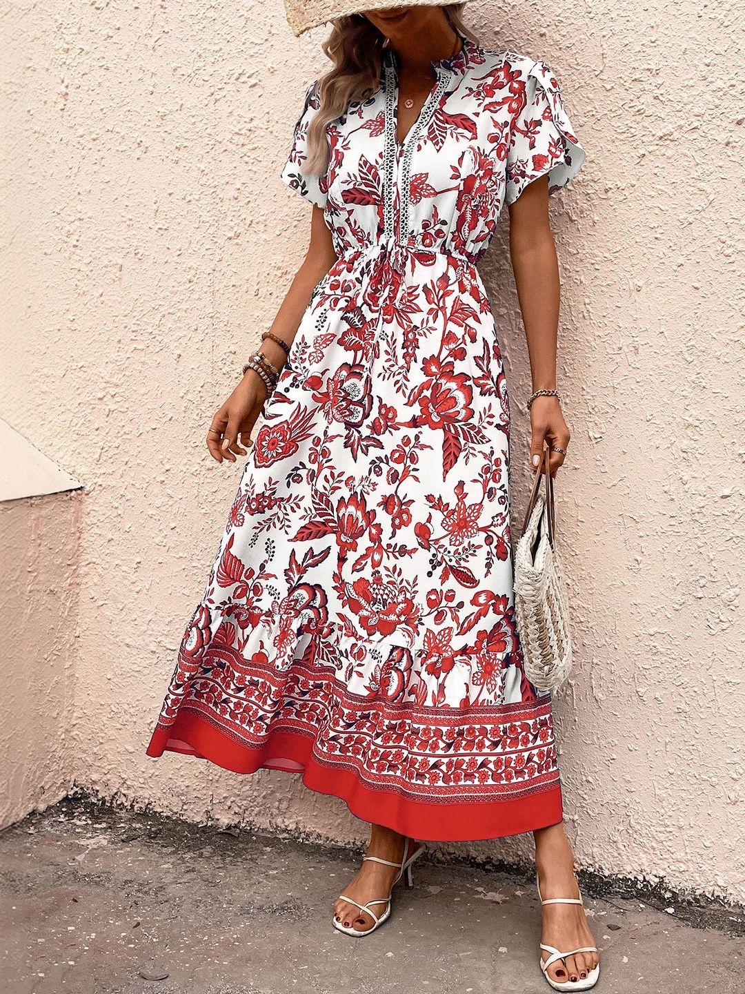 Floral Print Fit & Flare Midi Dress