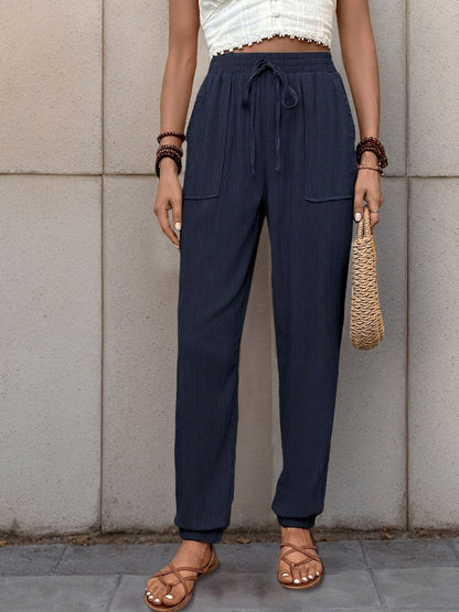Women Textured Loose Fit Non Iron Trousers
