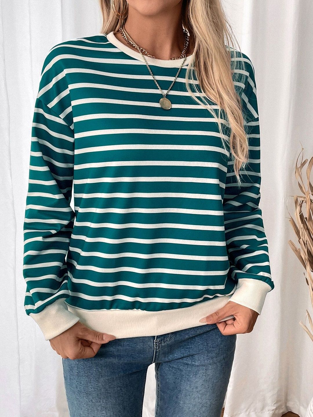 Women Striped Sweatshirt