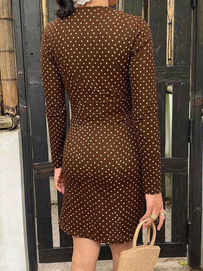 NOWI Polka Dot Print Bodycon Dress