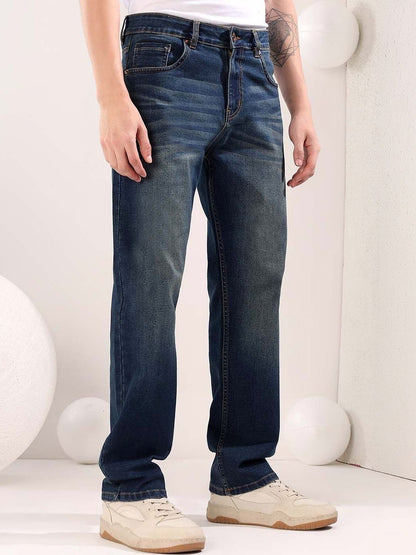Men Straight Fit Mid-Rise Light Fade Jeans