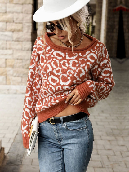 Women's Orange Animal Printed Pullover