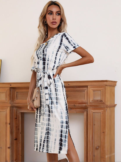 Tie and Dye Dyed Sheath Midi Dress