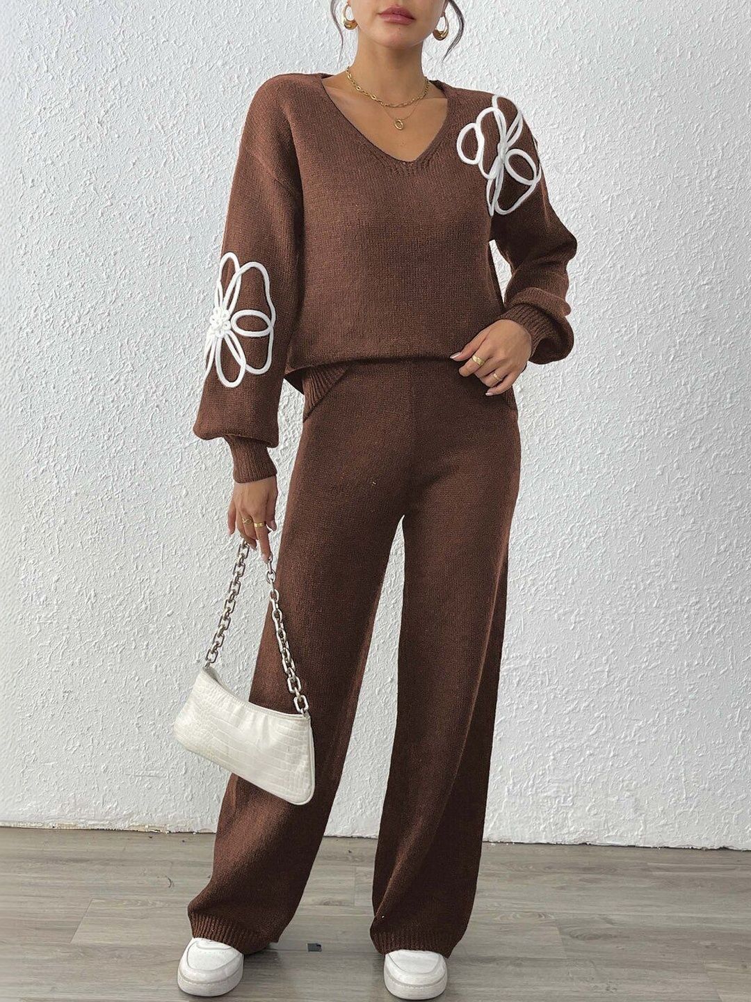 Embroidered Sweater with Trousers