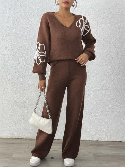 Embroidered Sweater with Trousers