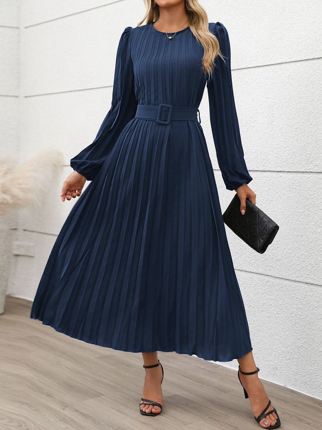 NOWI A-Line Midi Dress Style 729 - Nowi Korean Fashion