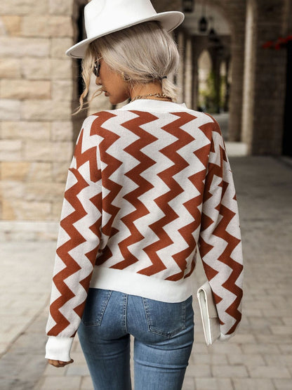Women's White Printed Cotton Pullover Sweaters