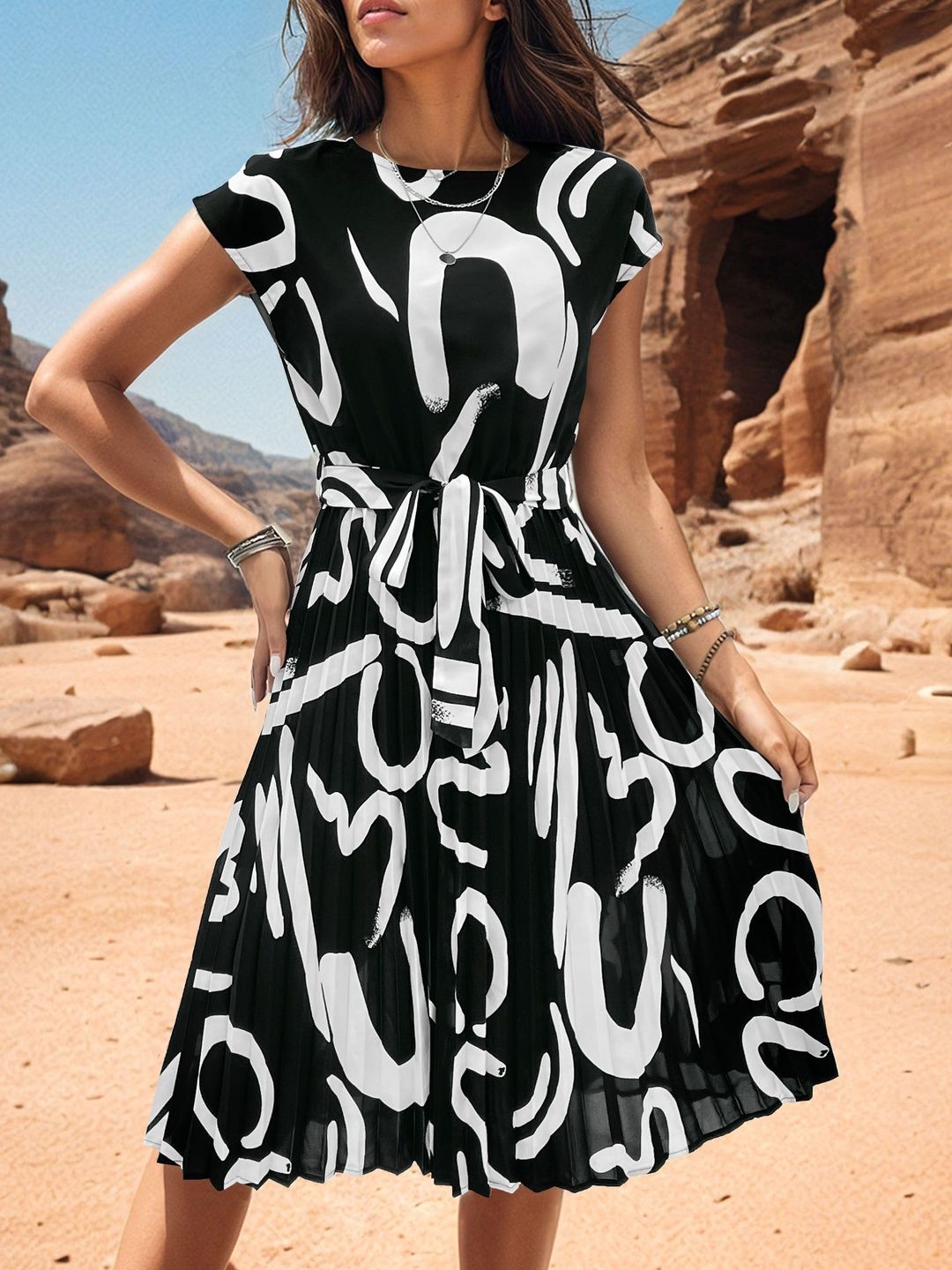 Print Fit & Flare Dress