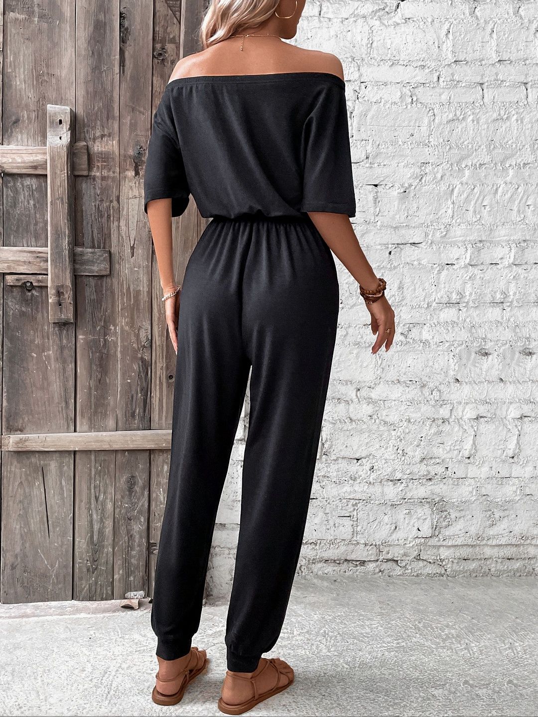 Off-Shoulder Basic Jumpsuit