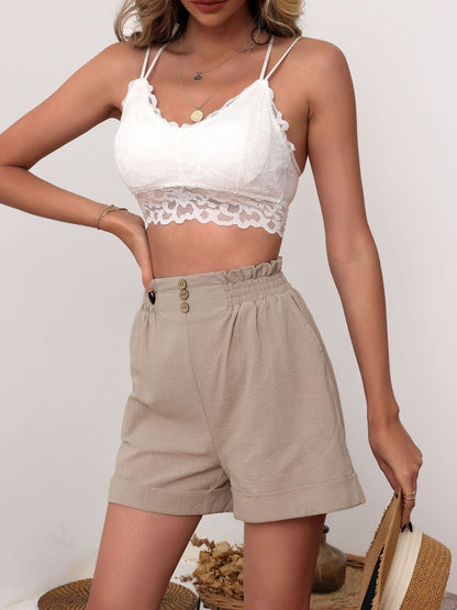 Women High-Rise Linen Fashion Shorts