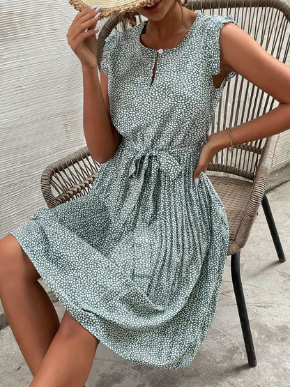Floral Print Flutter Sleeve Fit & Flare Midi Dress