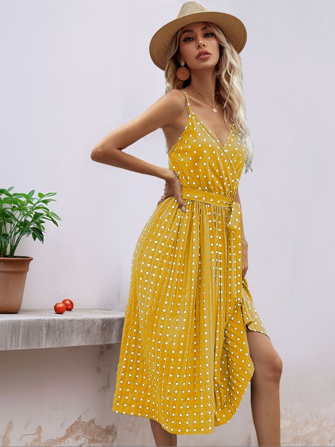 Polka Dot Print Midi Dress