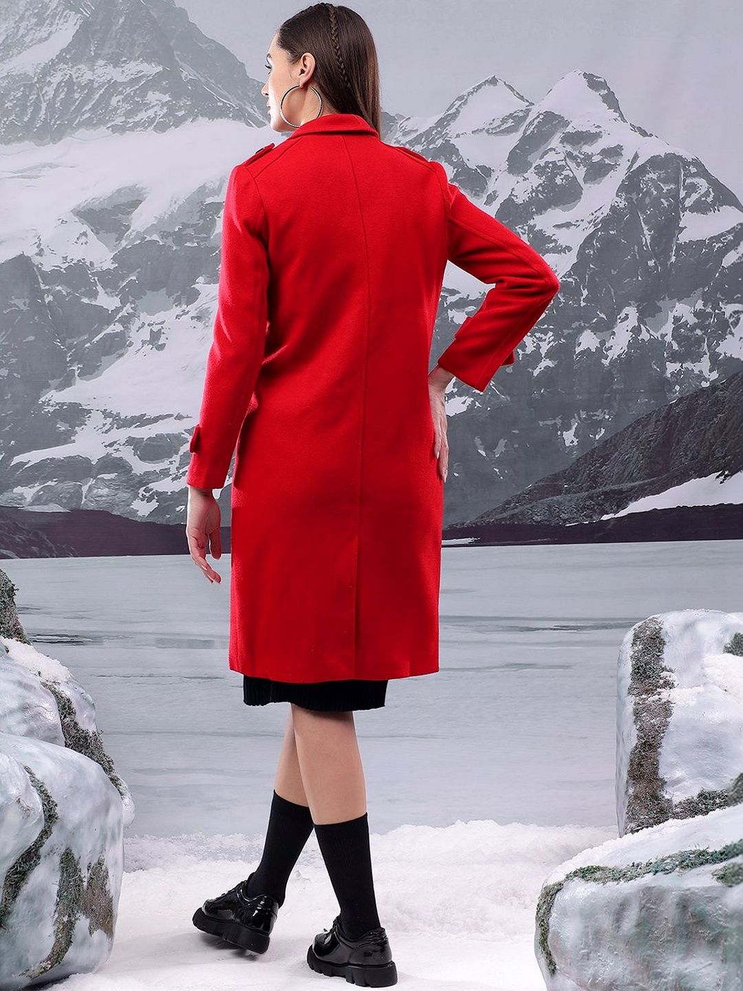 Nowi Solid Double Breasted Coats