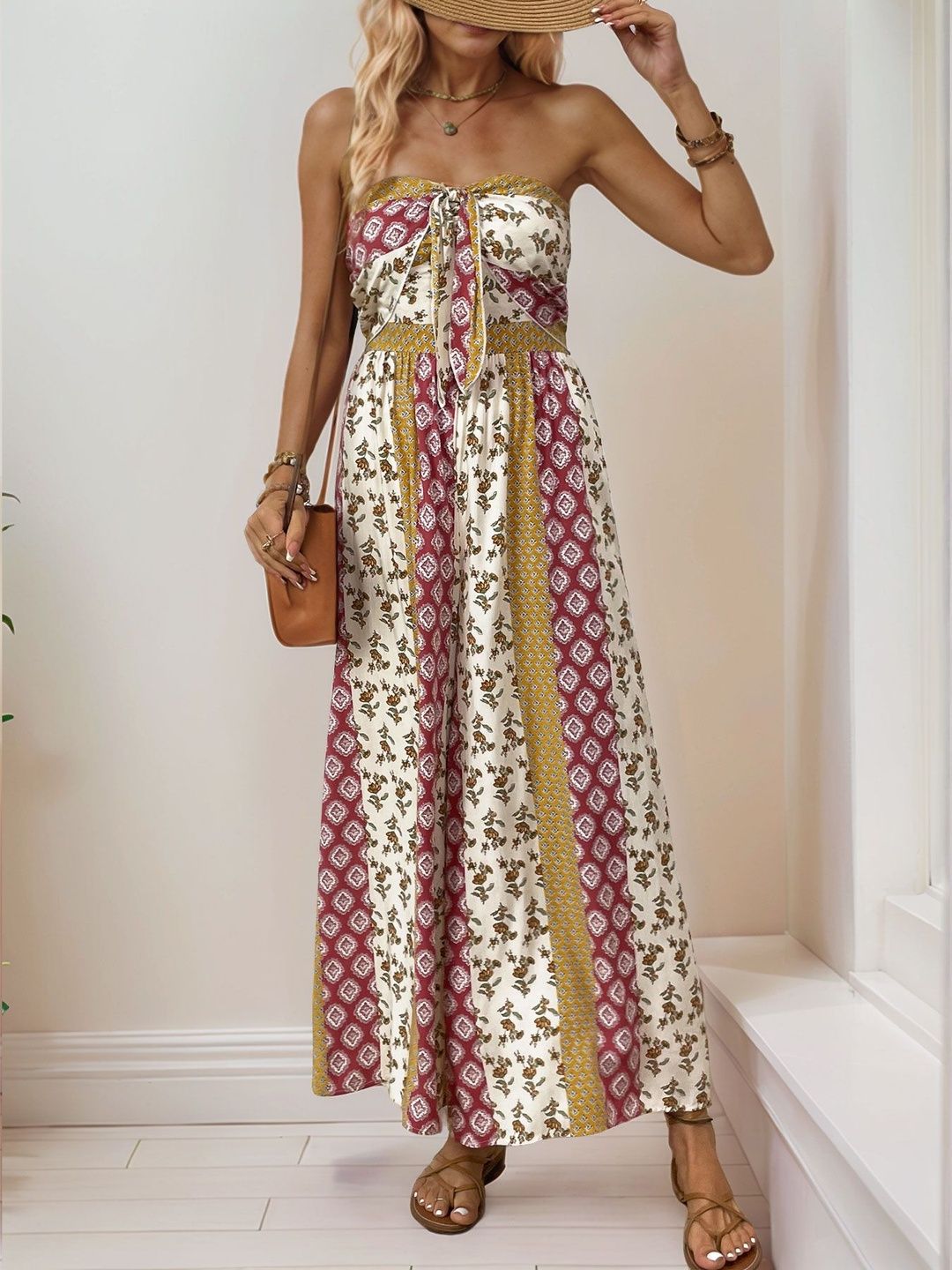 Strapless Printed Basic Jumpsuit