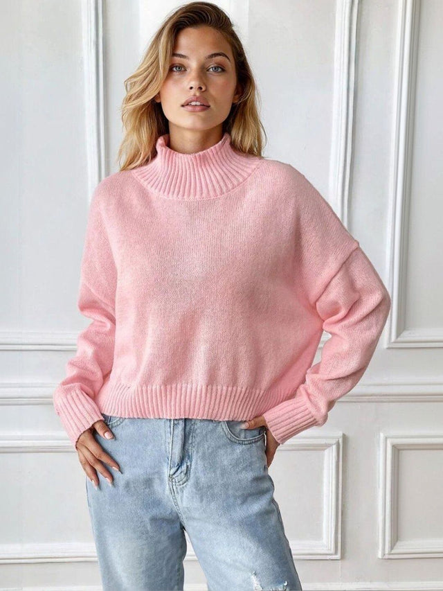 Crop Pullover in Pink acrylic - Nowi Korean Fashion
